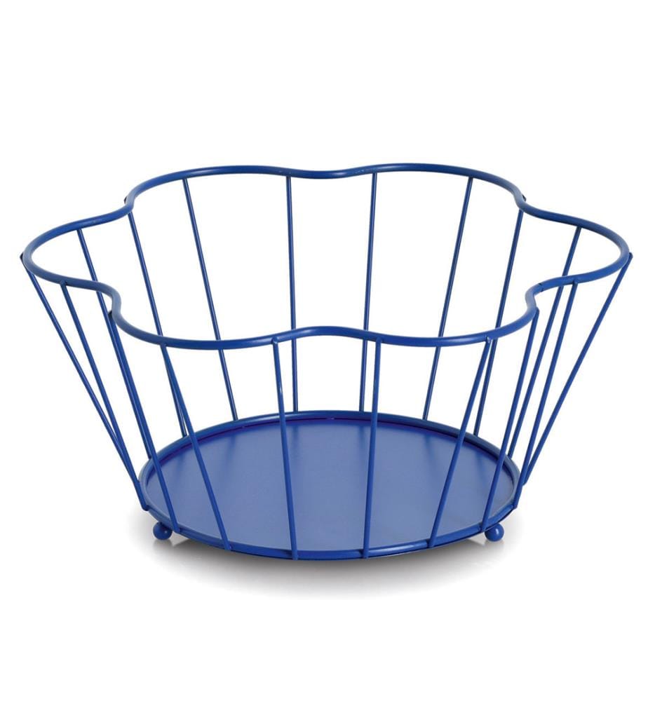 Fruit basket, metal, blue