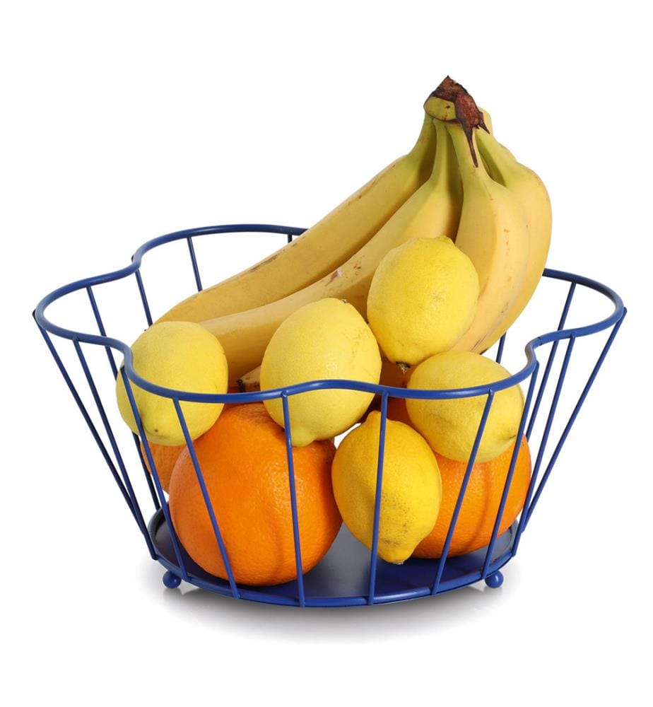 Fruit basket, metal, blue