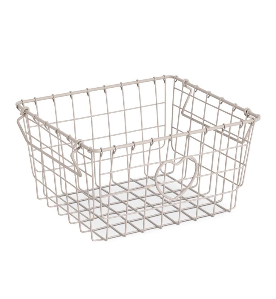 Heart" storage basket, stackable, metal,