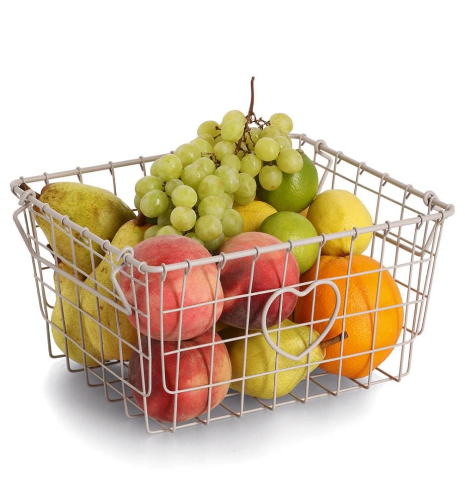 Heart" storage basket, stackable, metal,