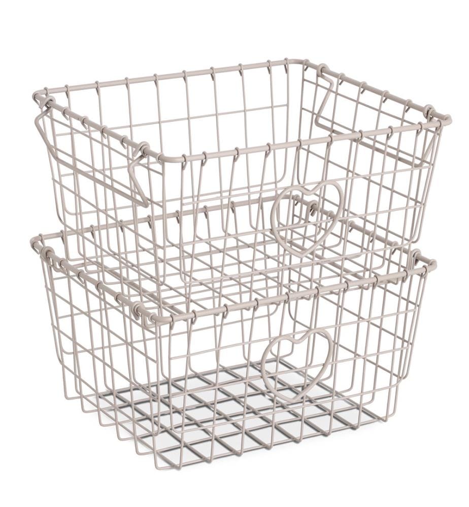 Heart" storage basket, stackable, metal,
