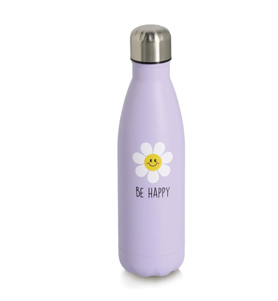 Happy Flower" drinking bottle, 500 ml, stainless steel,