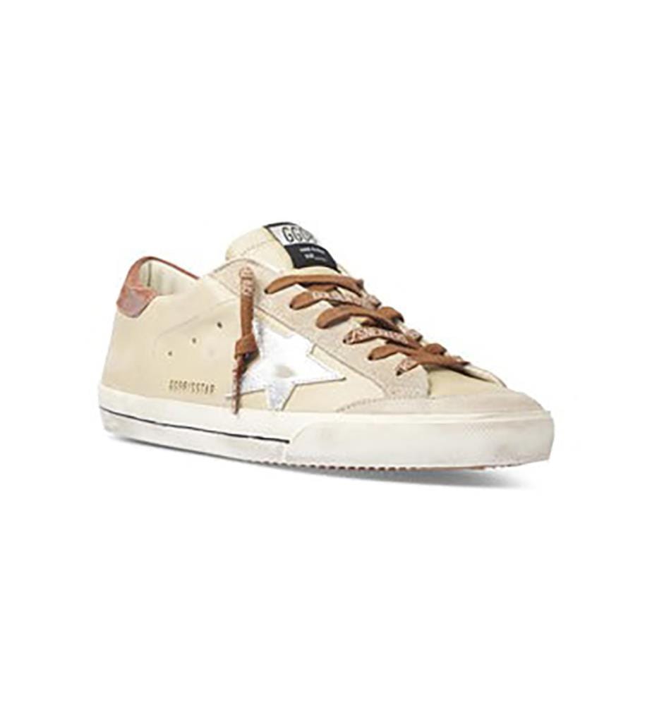 Scarpe da ginnastica in pelle - Beige, argento e arancione