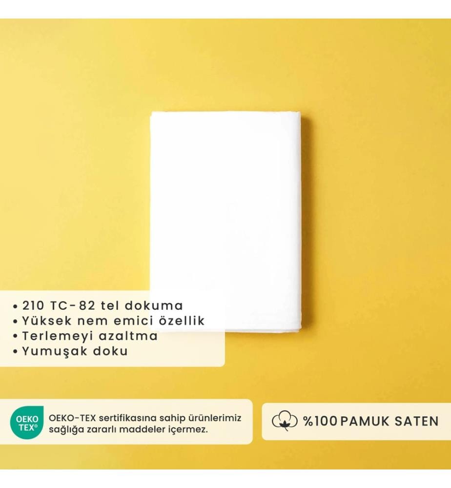 Drap-housse satin coton 100% Basic double 160x200x35 cm - Blanc