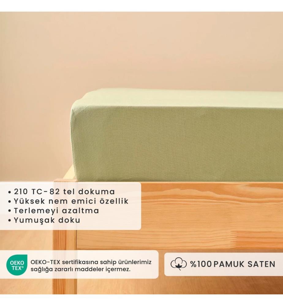 Fitted Sheet Basic king size 180x200x35 cm - Mist green