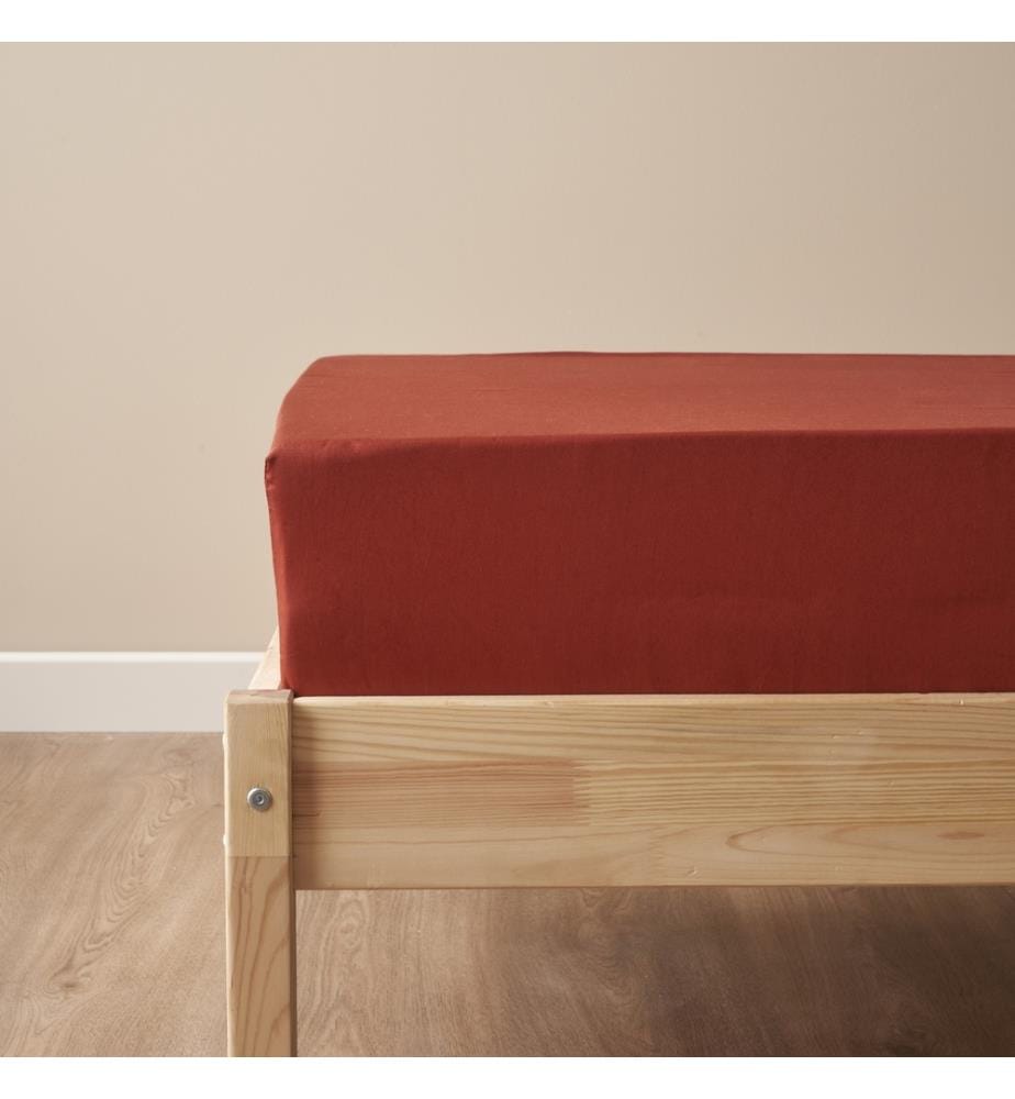 Fitted Sheet Supreme Basic double 160x200x35 cm - Terracotta