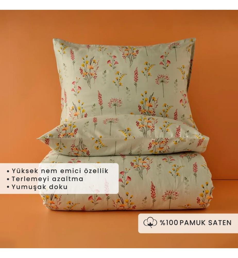 Set di biancheria da letto Flores - Verde chiaro