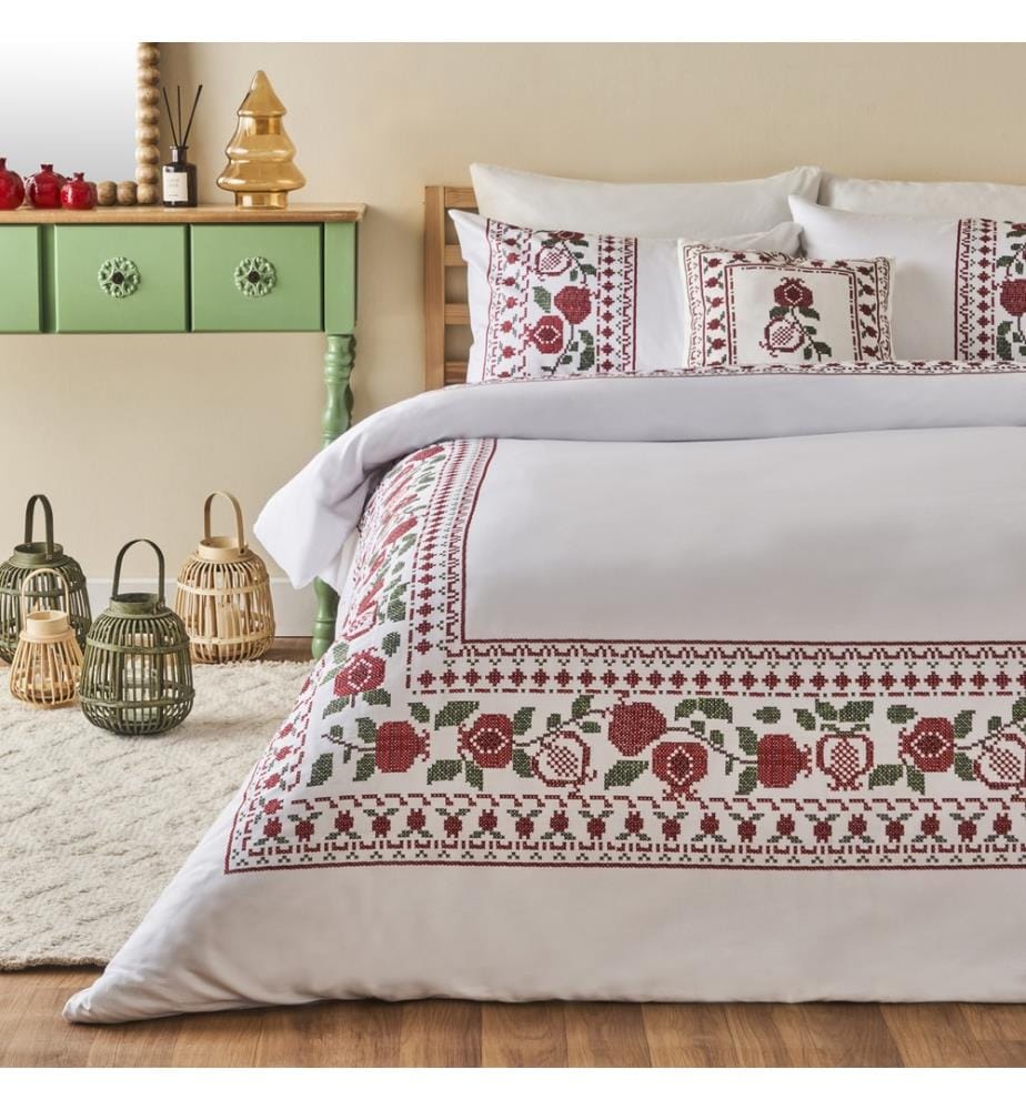 Double comforter cover Jolly New Year 100% satin cotton 200x220 cm - Red