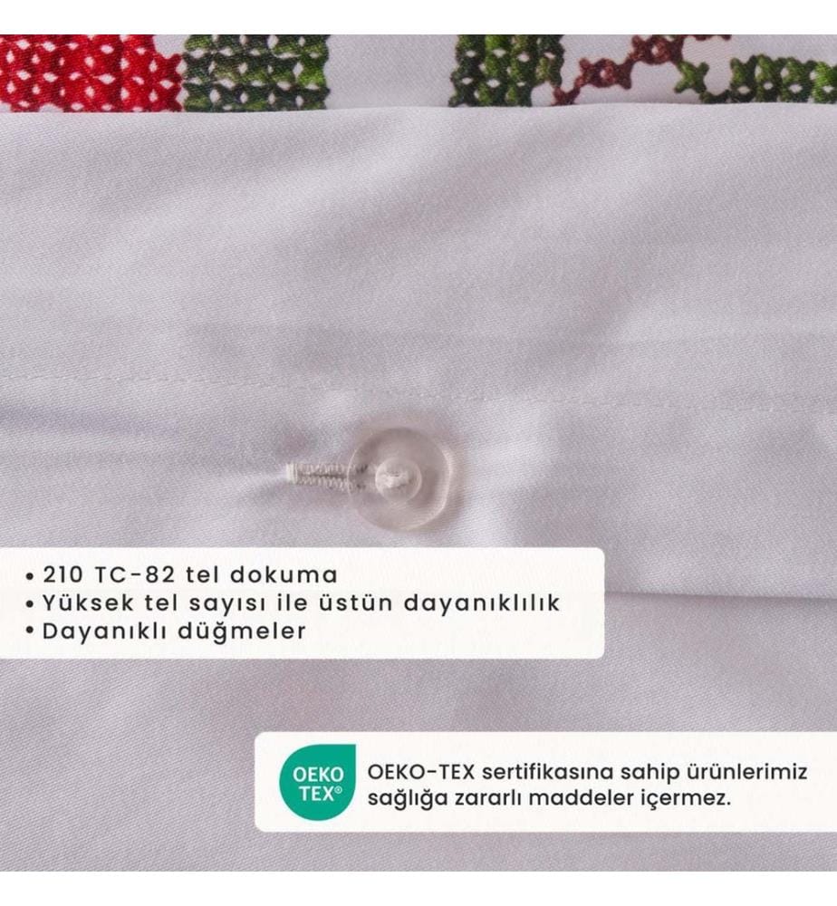 Kingsize-Bettdeckenbezug Jolly New Year Satin 100% Baumwolle 240x220 cm - Rot