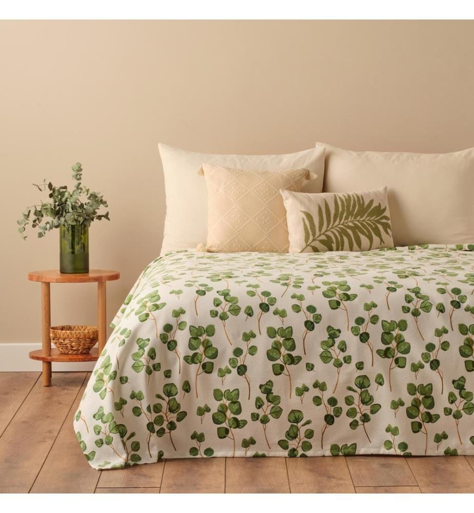 Ocaliptus printed double bedspread 200x220 cm - Green