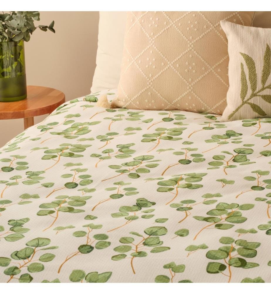 Ocaliptus printed double bedspread 200x220 cm - Green