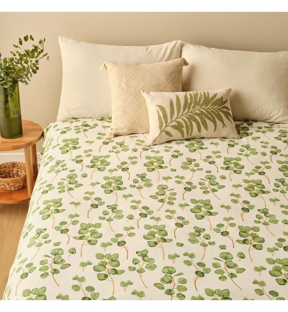 Ocaliptus printed double bedspread 200x220 cm - Green
