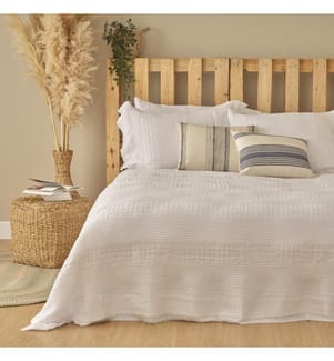 Set couvre-lit simple Marine 180x260 cm - Blanc