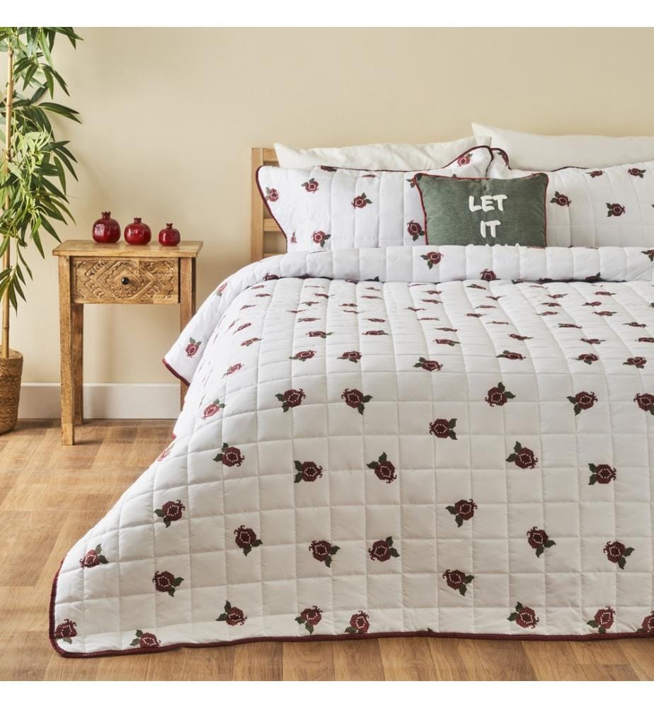 Set copriletto matrimoniale trapuntato multiuso Jolly New Year 240x220 cm - Rosso e bianco