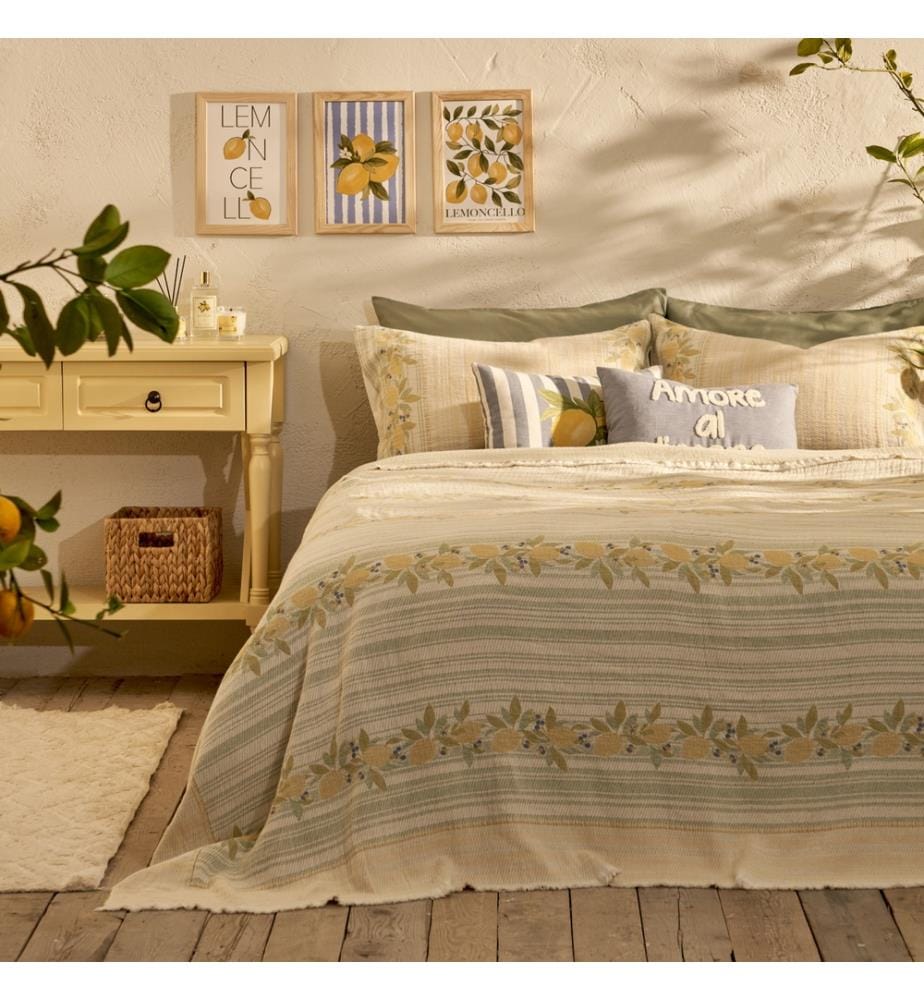 Double jacquard bedspread Lemoncello 220x240 cm - Multicolor
