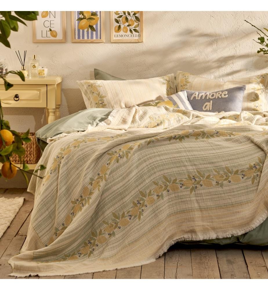 Double jacquard bedspread Lemoncello 220x240 cm - Multicolor