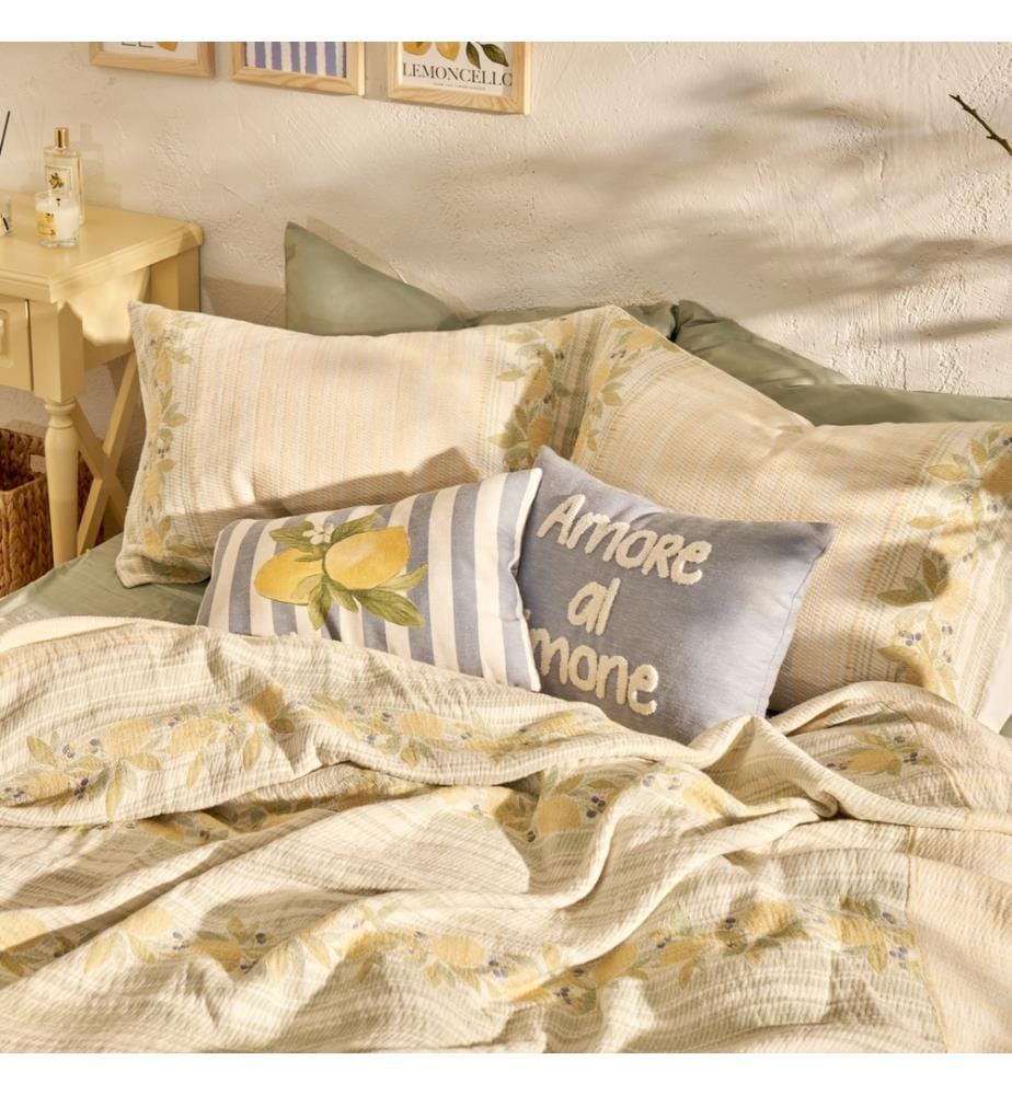 Double jacquard bedspread Lemoncello 220x240 cm - Multicolor