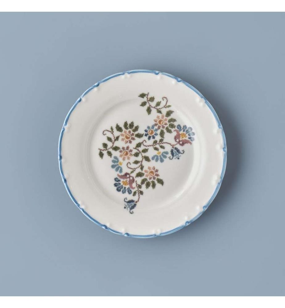 Set aus 4 Kuchentellern im Vintage-Stil - Blau