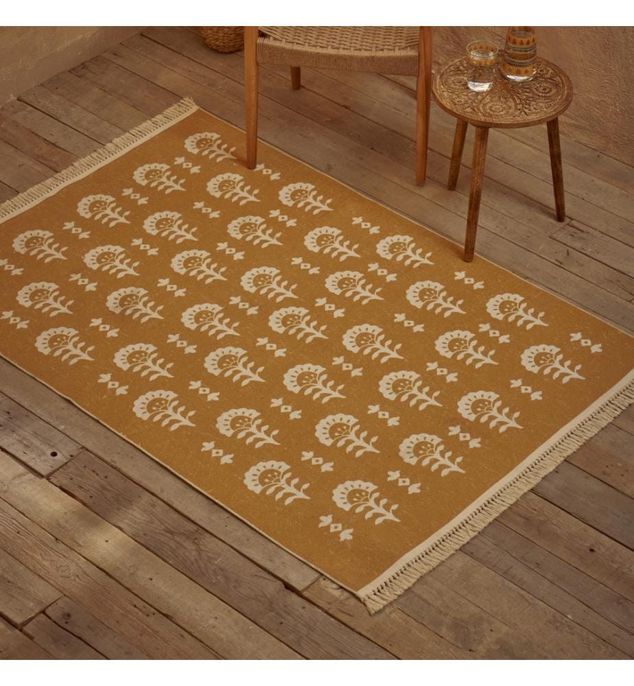 Indischer Teppich 80x150 cm - Senf