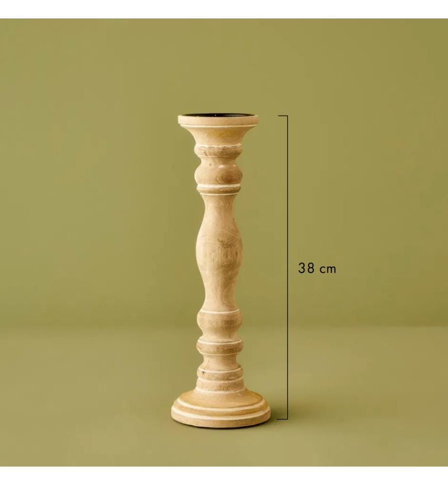 Bougeoir Carli 12x12x38 cm - Naturel