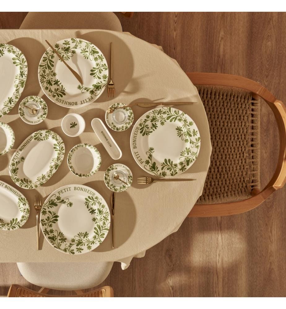 Set da pranzo e colazione Petit Bonheur da 44 pezzi - Verde