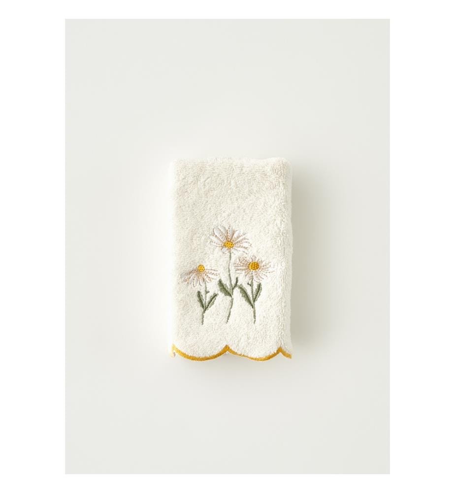 Daisy embroidered towel - Beige