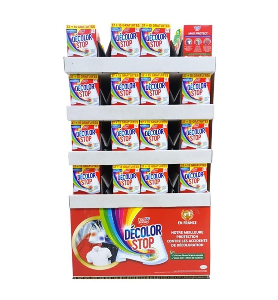 Decolor Stop Display - Espositore per prodotti per la cura del bucato 37+15 confezioni = 52 pezzi Max Protect - 1 rif. - 180 pezzi","detected_source_language":"FR