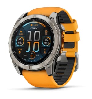 Montre connectée Fenix 8, Amoled Sapphire, 51 mm - Argenté et Orange