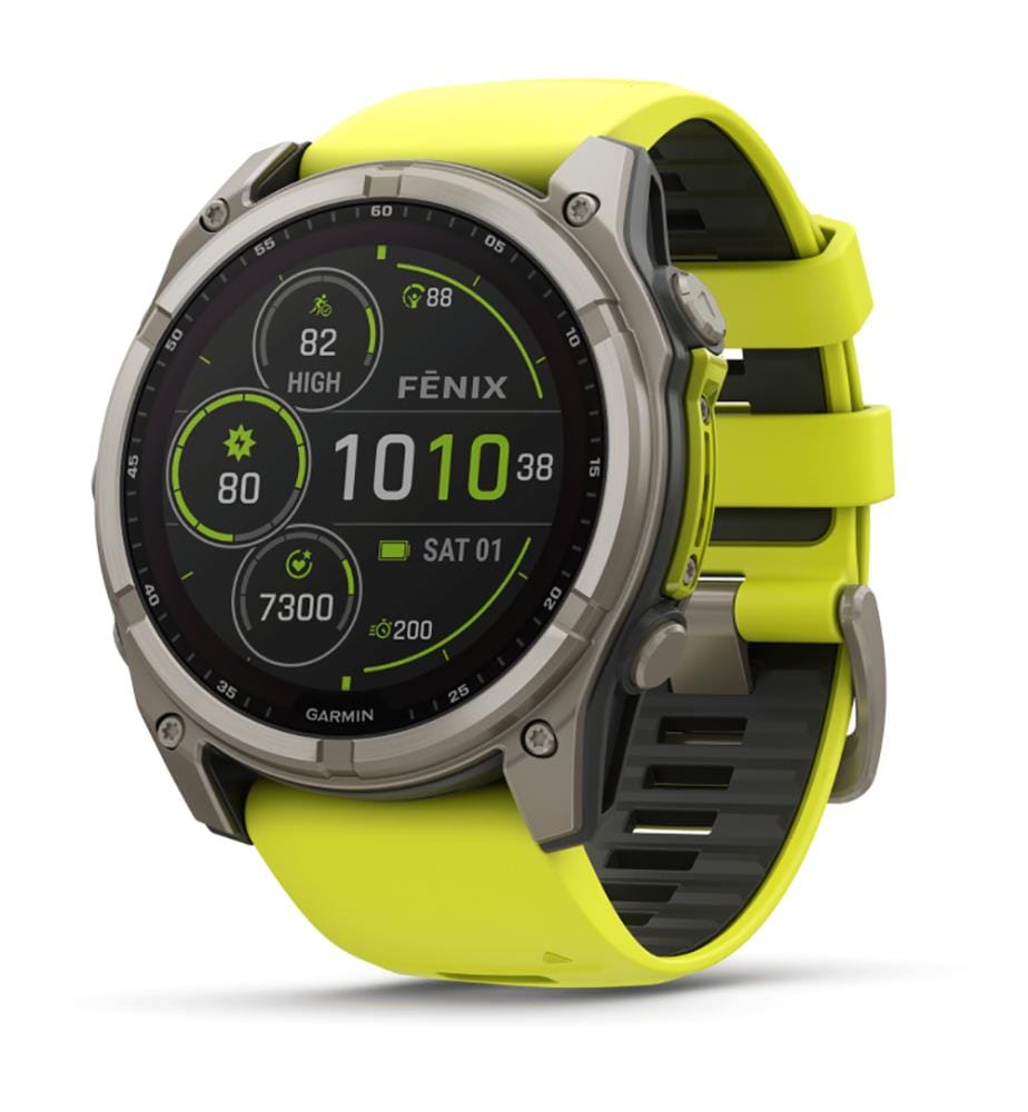 Montre connectée Fenix 8 Solar Sapphire, 51 mm - Argenté et Jaune