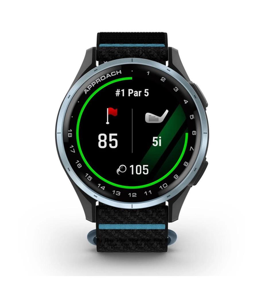 Montre connectée Approach J1 avec bracelet en tissu ComfortFit, 43 mm - Noir et Bleu