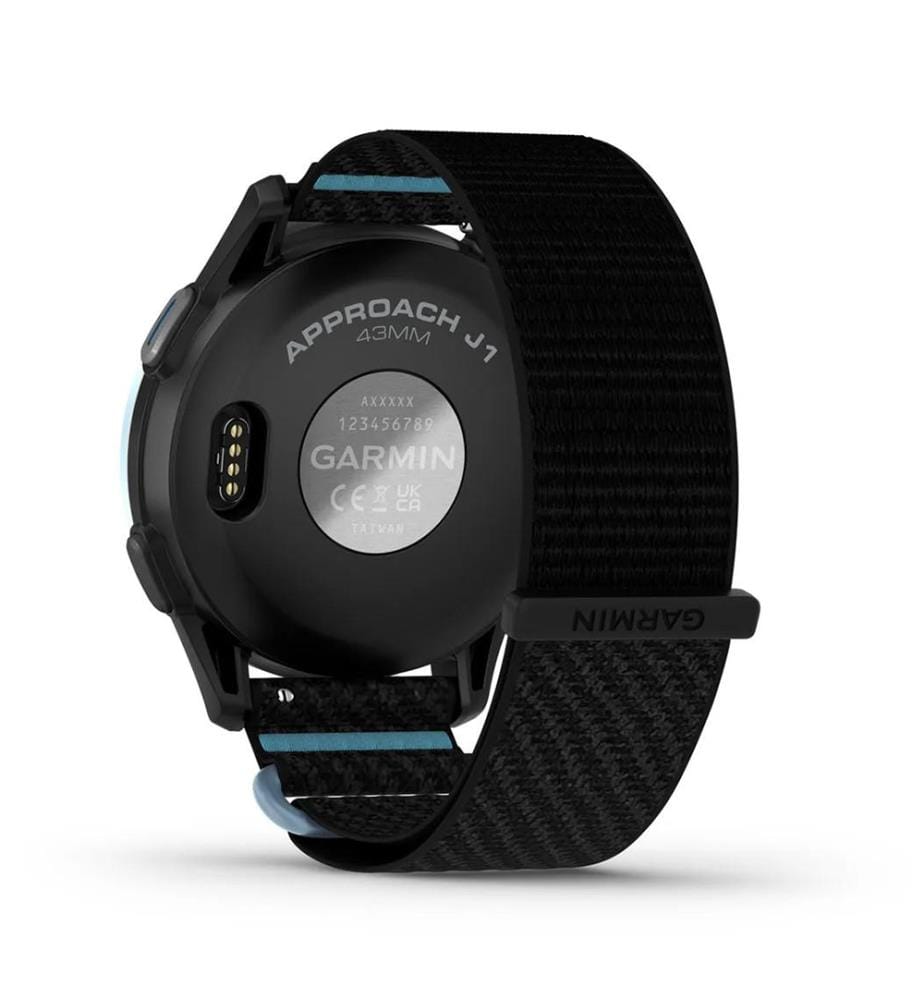 Montre connectée Approach J1 avec bracelet en tissu ComfortFit, 43 mm - Noir et Bleu