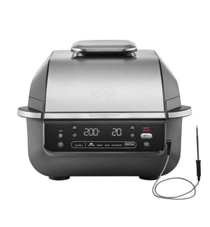 5-in-1-Grill und Heissluftfritteuse - Schwarz, Silber