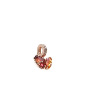 Pendentif papillon en verre de Murano orange et rose - or rose