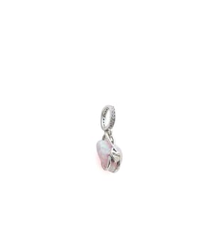 Pendentif coeur de mère rose opalescent - argent