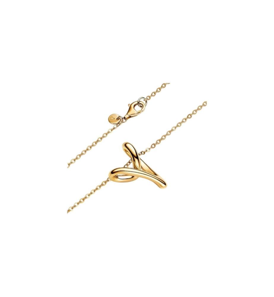 Wavy Line Heart Necklace - Gold