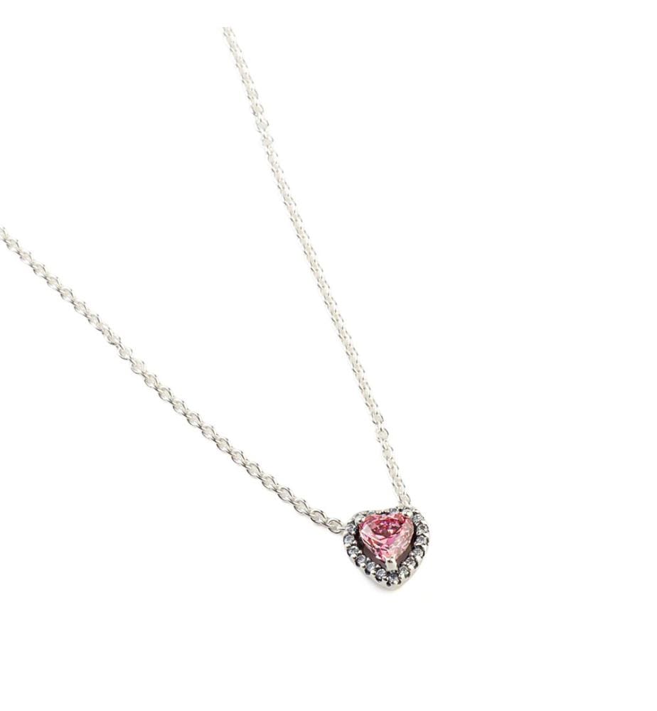 Collana con cuore rosa in rilievo - Argento