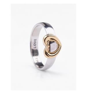Pandora Silber plattiert Oa Herz Ring - Zweifarbig (Silber & Gold)