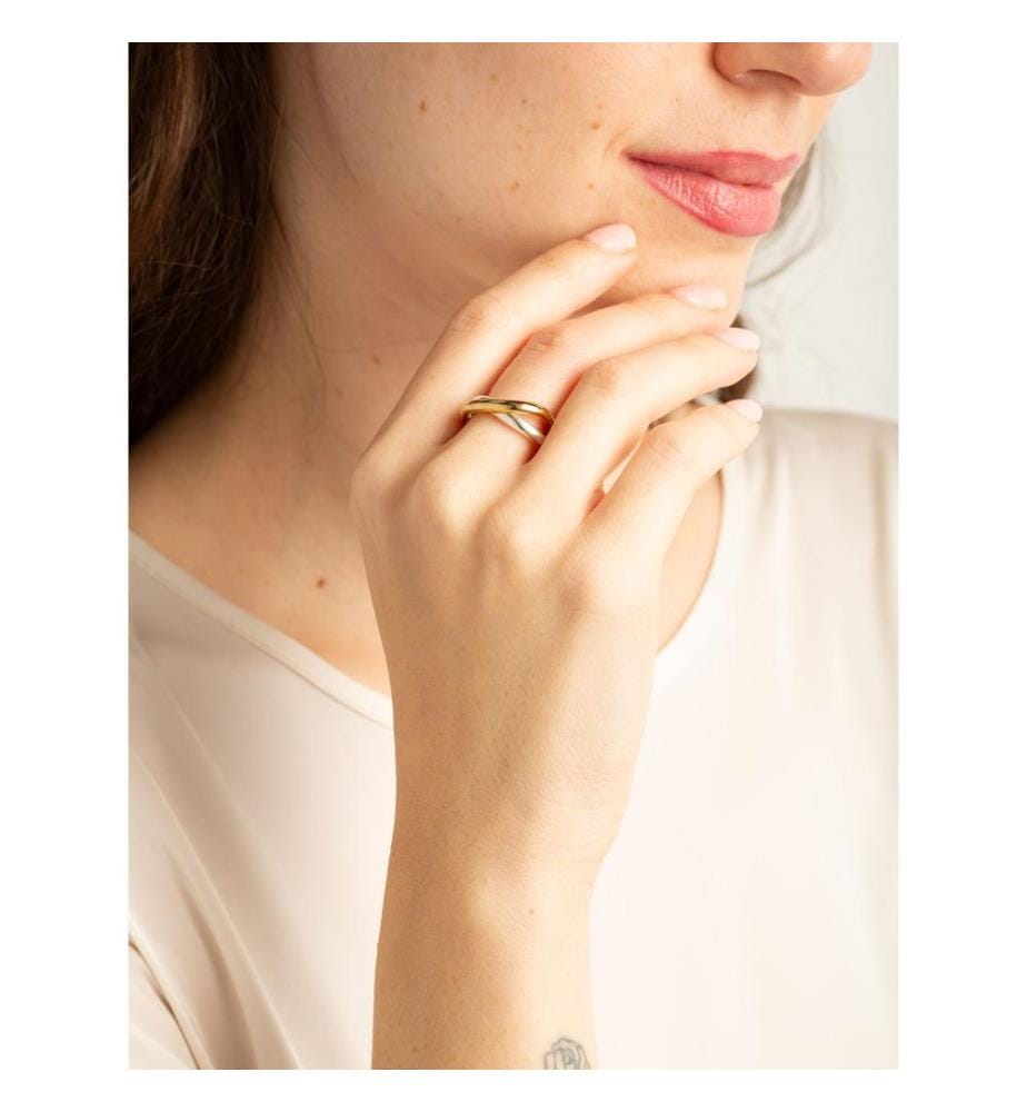 Zweifarbiger Ring mit verschlungenen Bändern - Silber/Gold