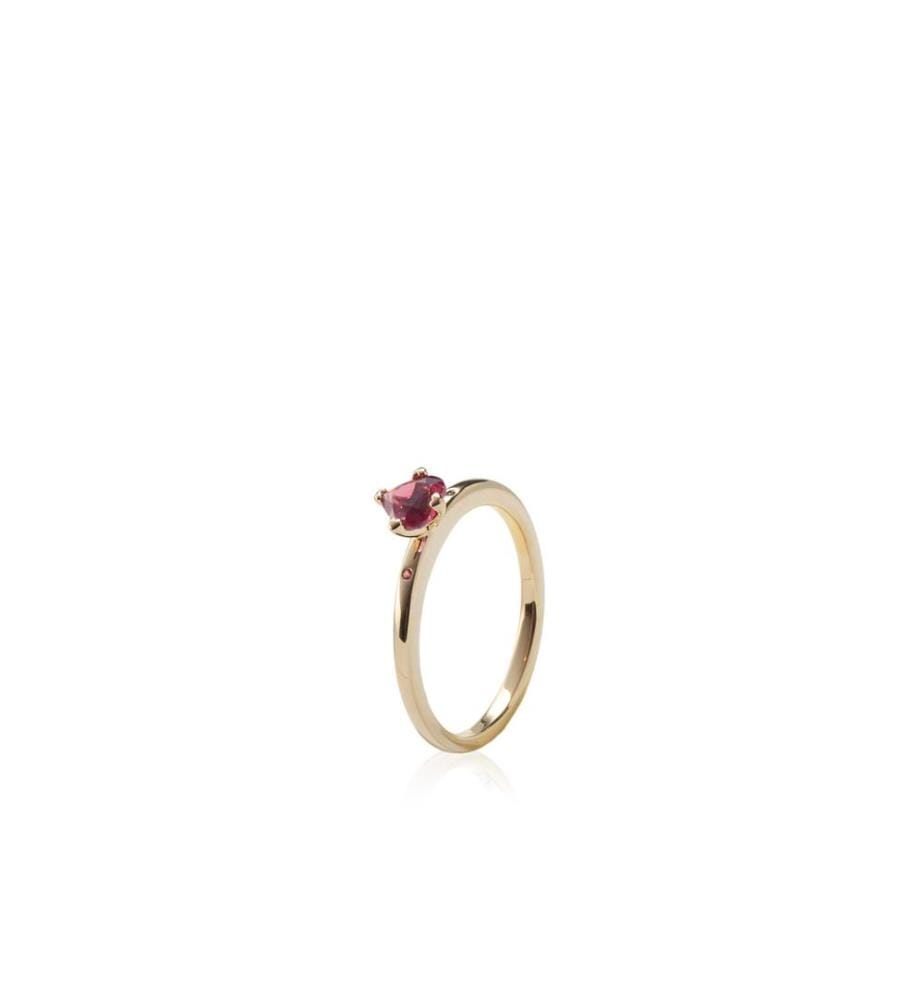 Rotes Herz Solitär Ring 14K Gold Plating - Gold
