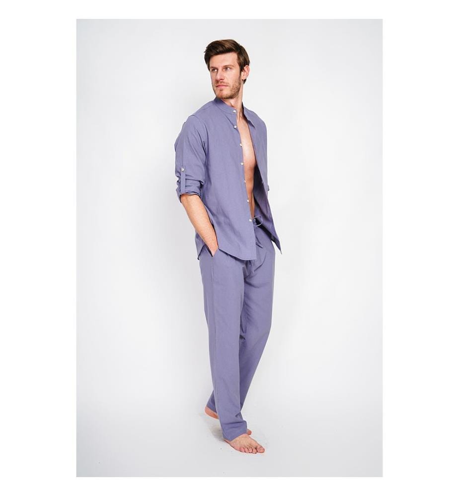 Camicia con collo alla marina a maniche lunghe - Jeans blu