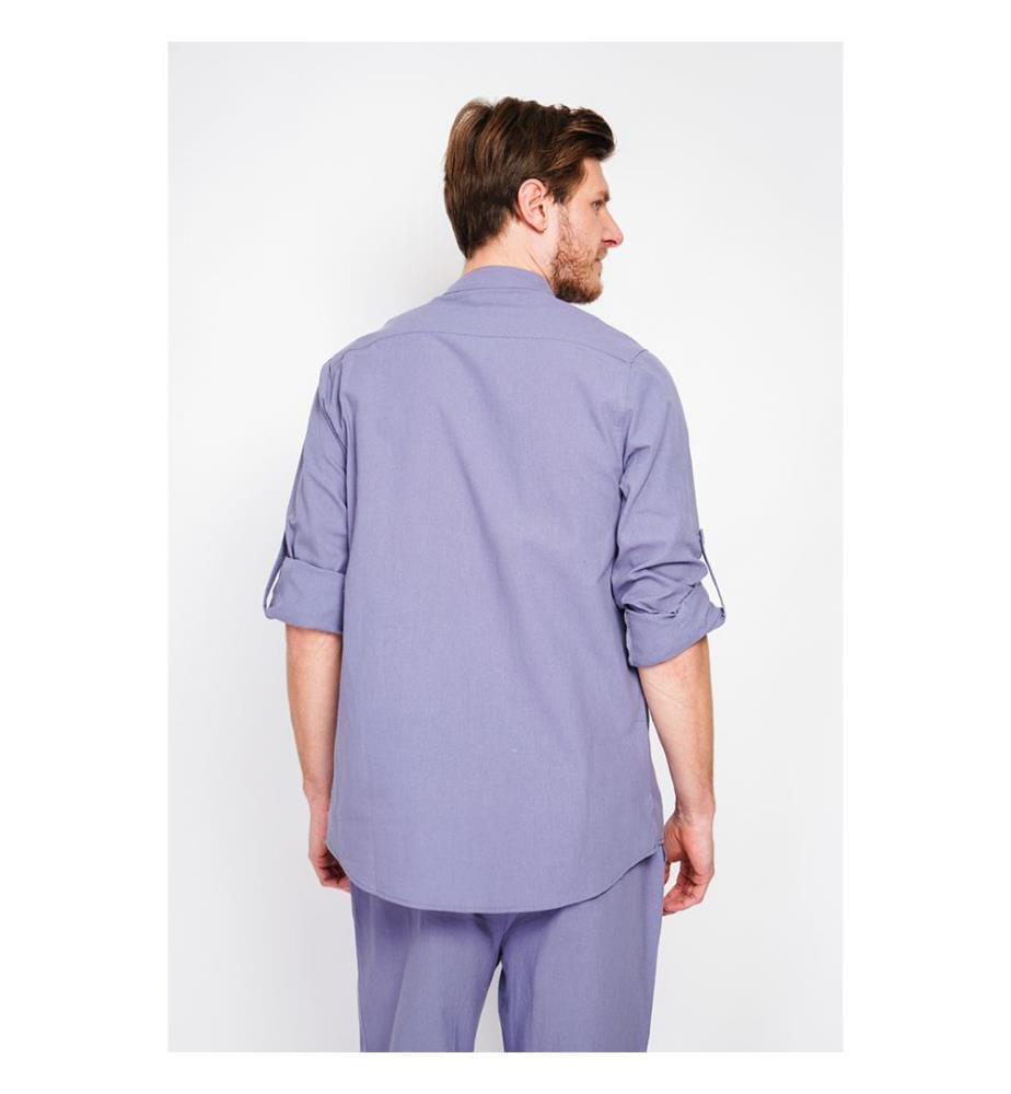 Camicia con collo alla marina a maniche lunghe - Jeans blu