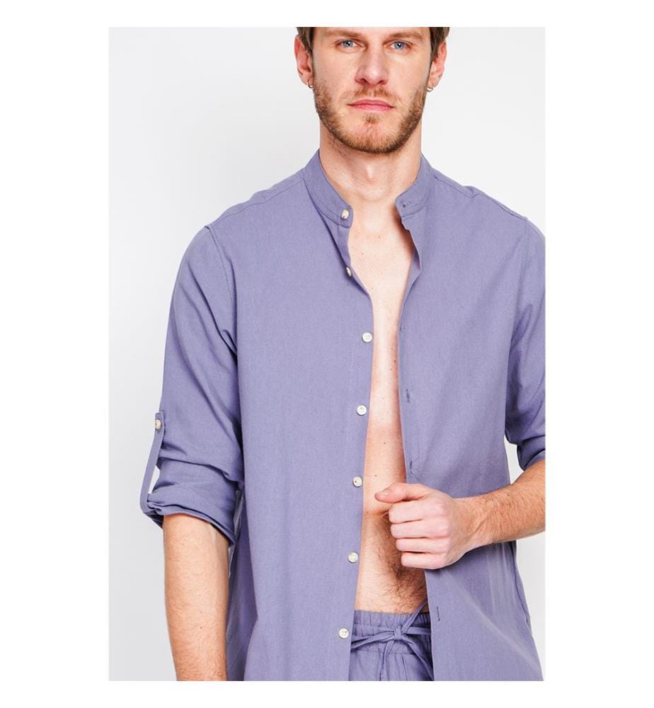 Camicia con collo alla marina a maniche lunghe - Jeans blu