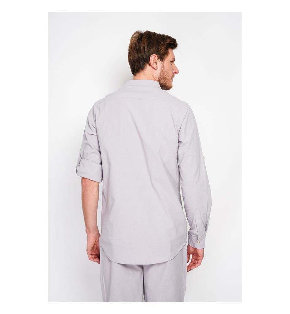 Camicia con colletto alla marina a maniche lunghe - Grigio perla
