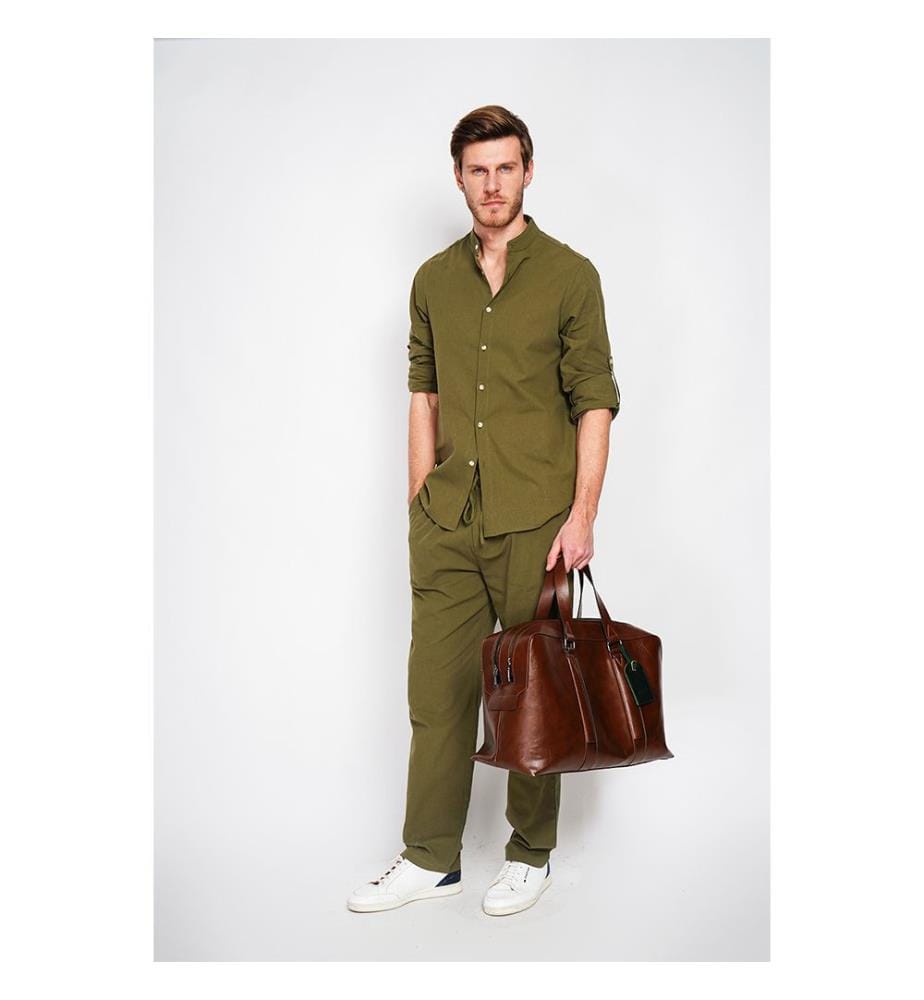 Camicia con collo alla marina a maniche lunghe - Khaki