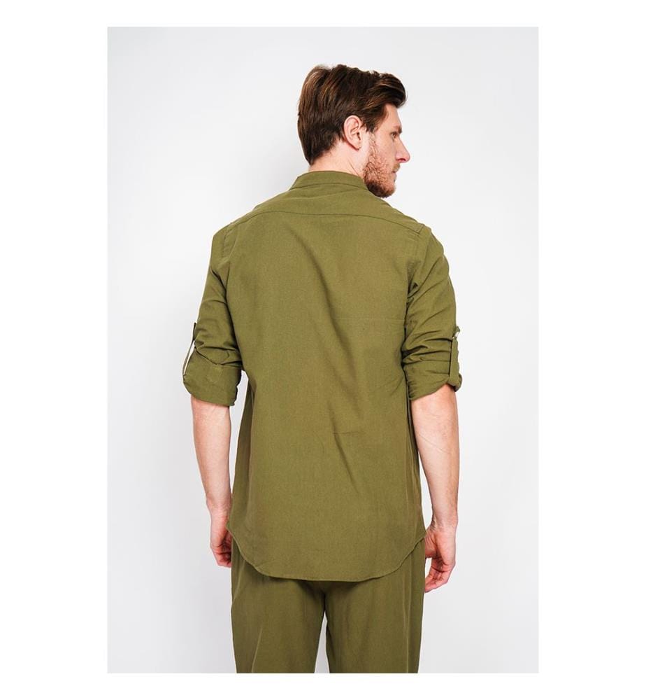 Camicia con collo alla marina a maniche lunghe - Khaki