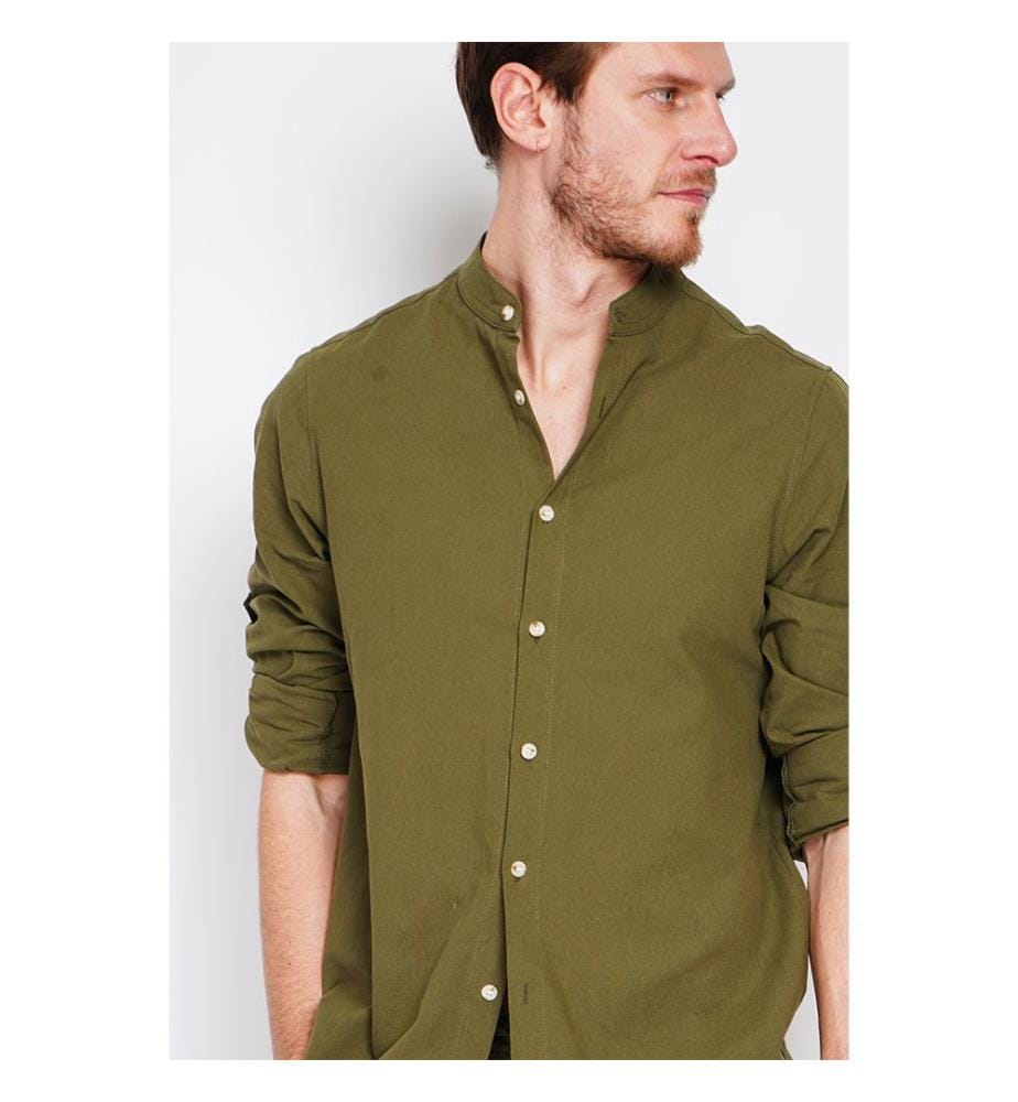Camicia con collo alla marina a maniche lunghe - Khaki