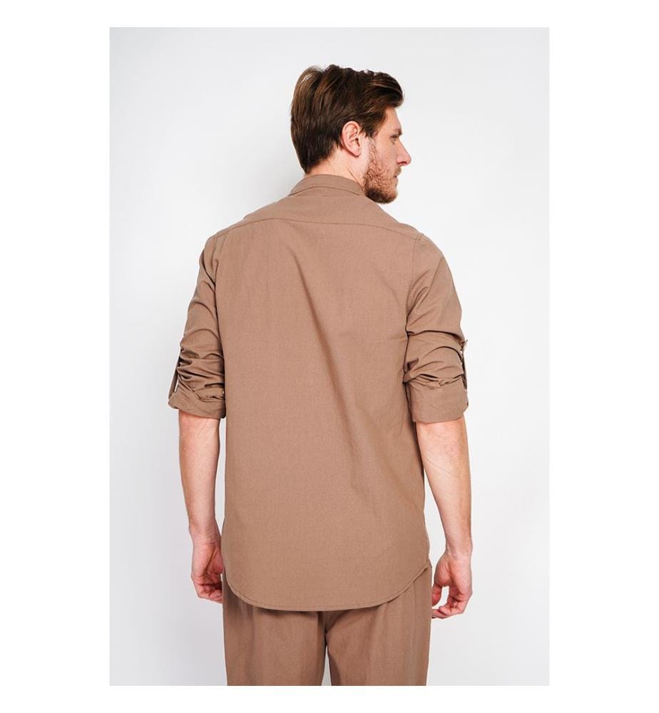 Camicia con colletto alla marina a maniche lunghe - Marrone