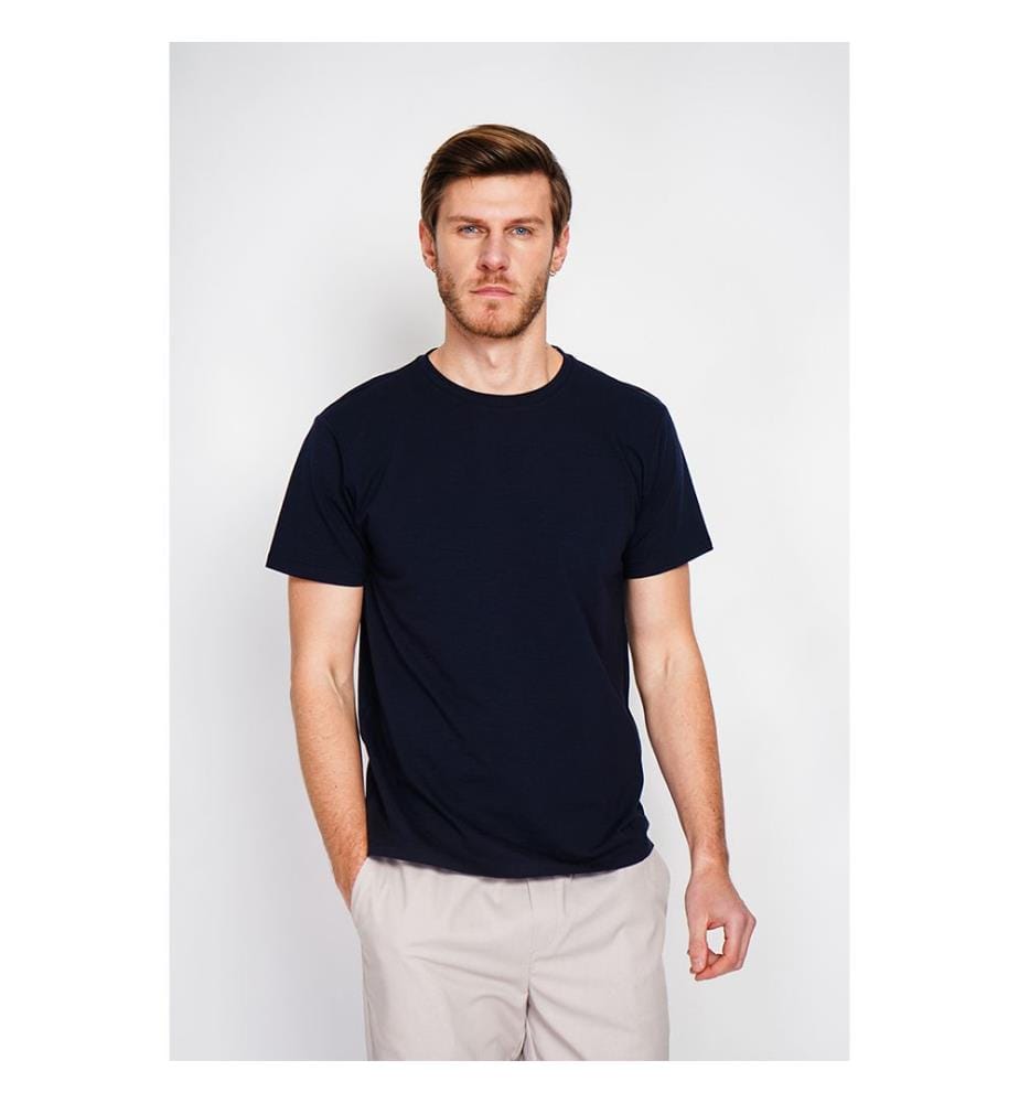 T-shirt col rond manches courtes - Bleu marine