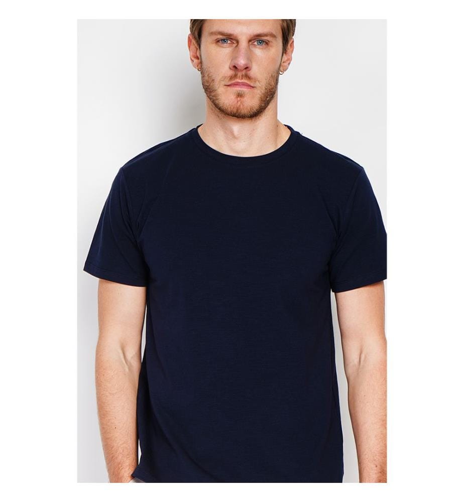 T-shirt col rond manches courtes - Bleu marine