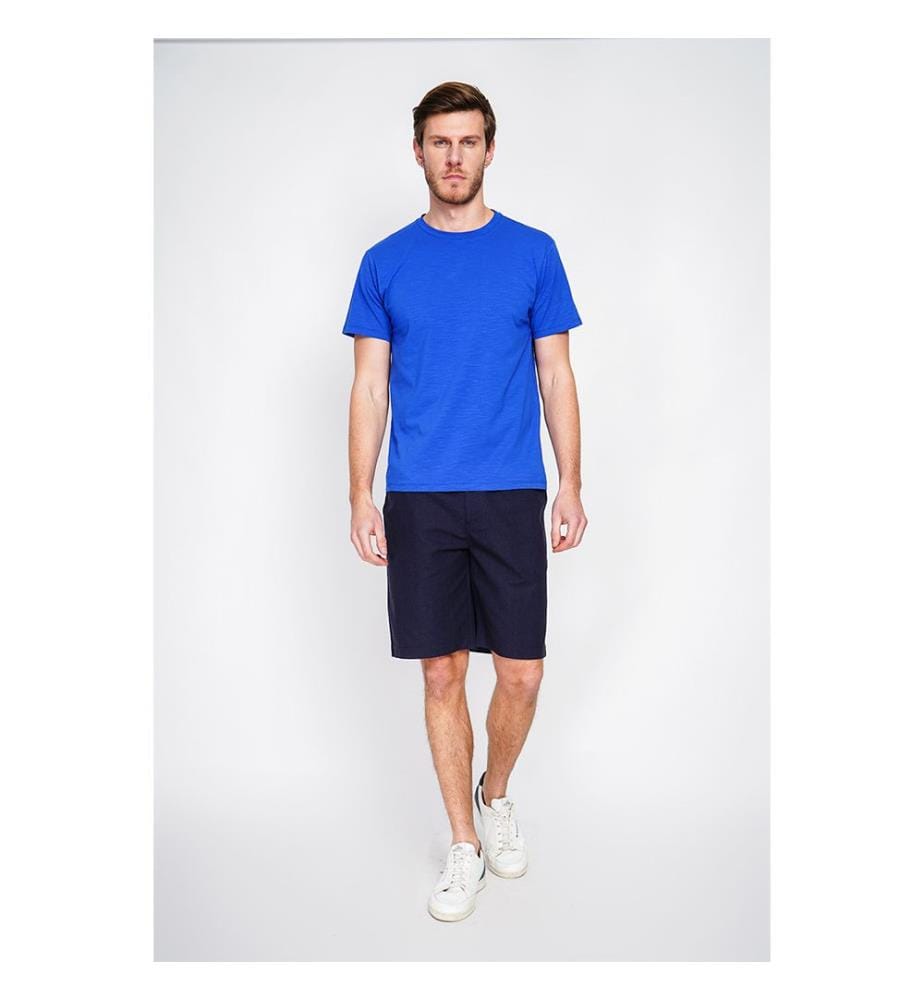 T-shirt col rond manches courtes - Bleu royal